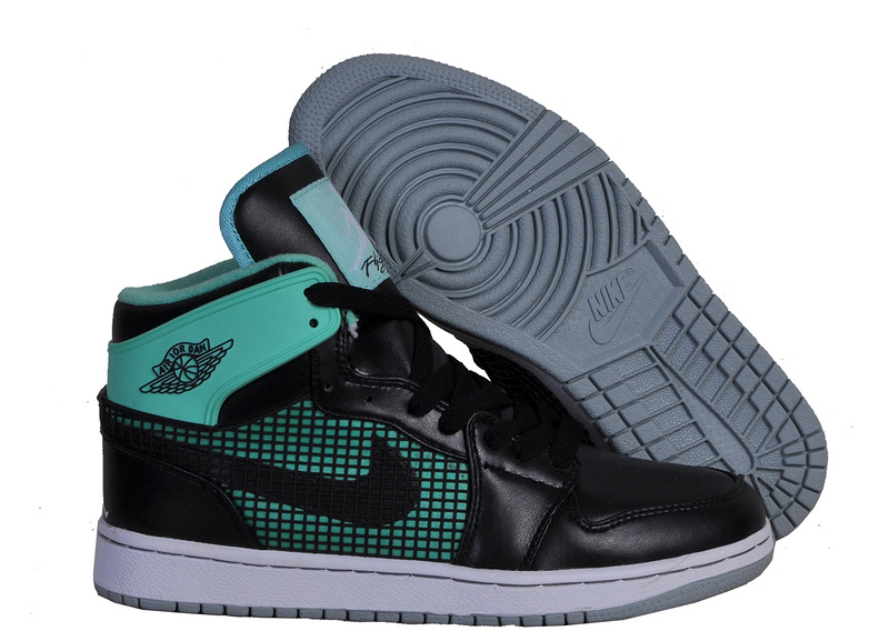 Air Jordan 1 Men Shoes Black/Cyan Online